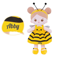 Load image into Gallery viewer, Personalized Yellow Bee Plush Baby Girl Doll + Bee Backpack
