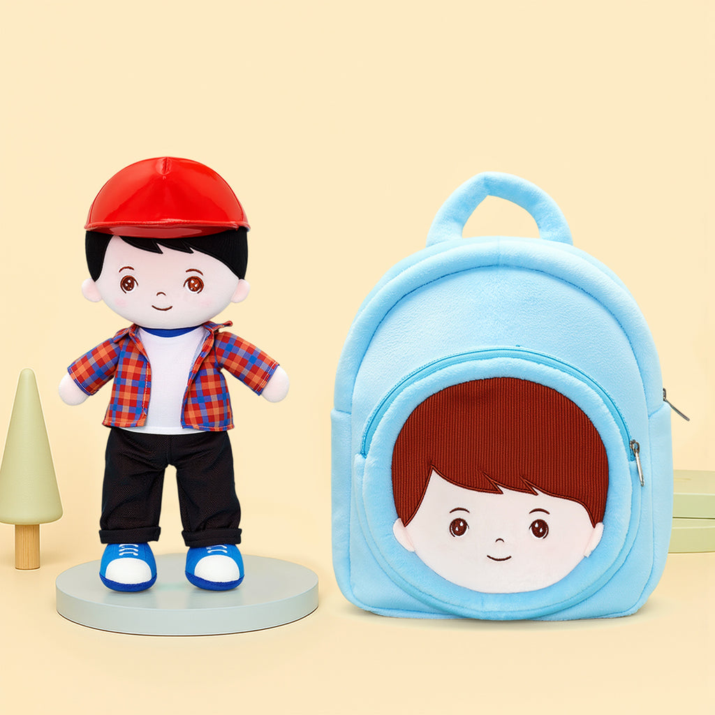 Personalized Plaid Jacket Plush Baby Boy Doll