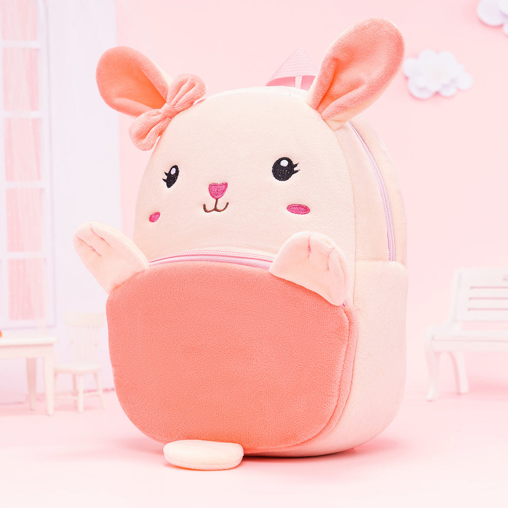 Personalized Pink Rabbit Animal Plush Baby Backpack