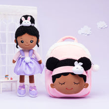 Load image into Gallery viewer, Personalized Nevaeh Purple Bunny Doll + Backpack