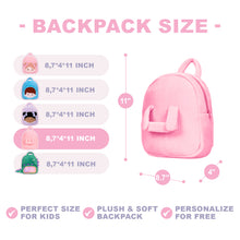 Load image into Gallery viewer, Personalized Pink Plush Backpack with Doll Carrier