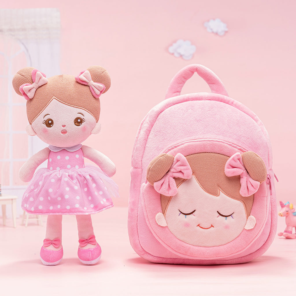 Bambola e zaino rosa dolci personalizzati