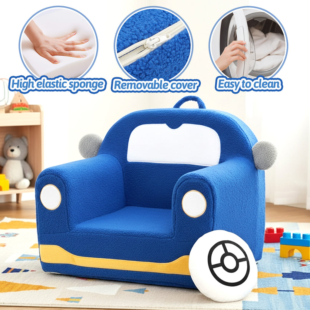 Kids Sofa Comfy Foam Filled Couch - Car Theme, U.S. Local Delivery