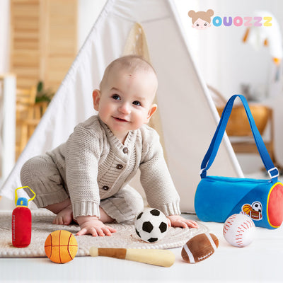 Personalized Baby's First Sports Bag Plush Sensory Toy Set