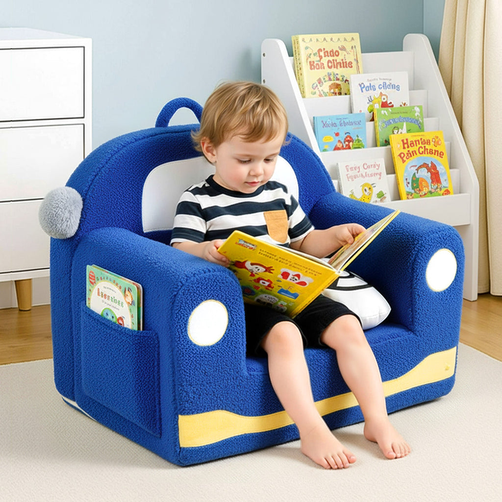 Kids Sofa Comfy Foam Filled Couch - Car Theme, U.S. Local Delivery