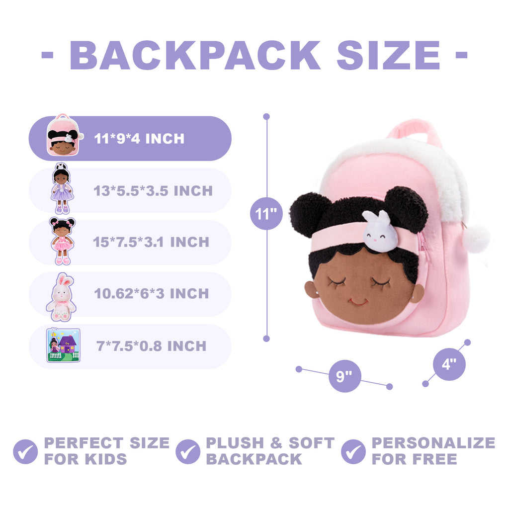 Personalized Nevaeh Purple Bunny Doll + Backpack