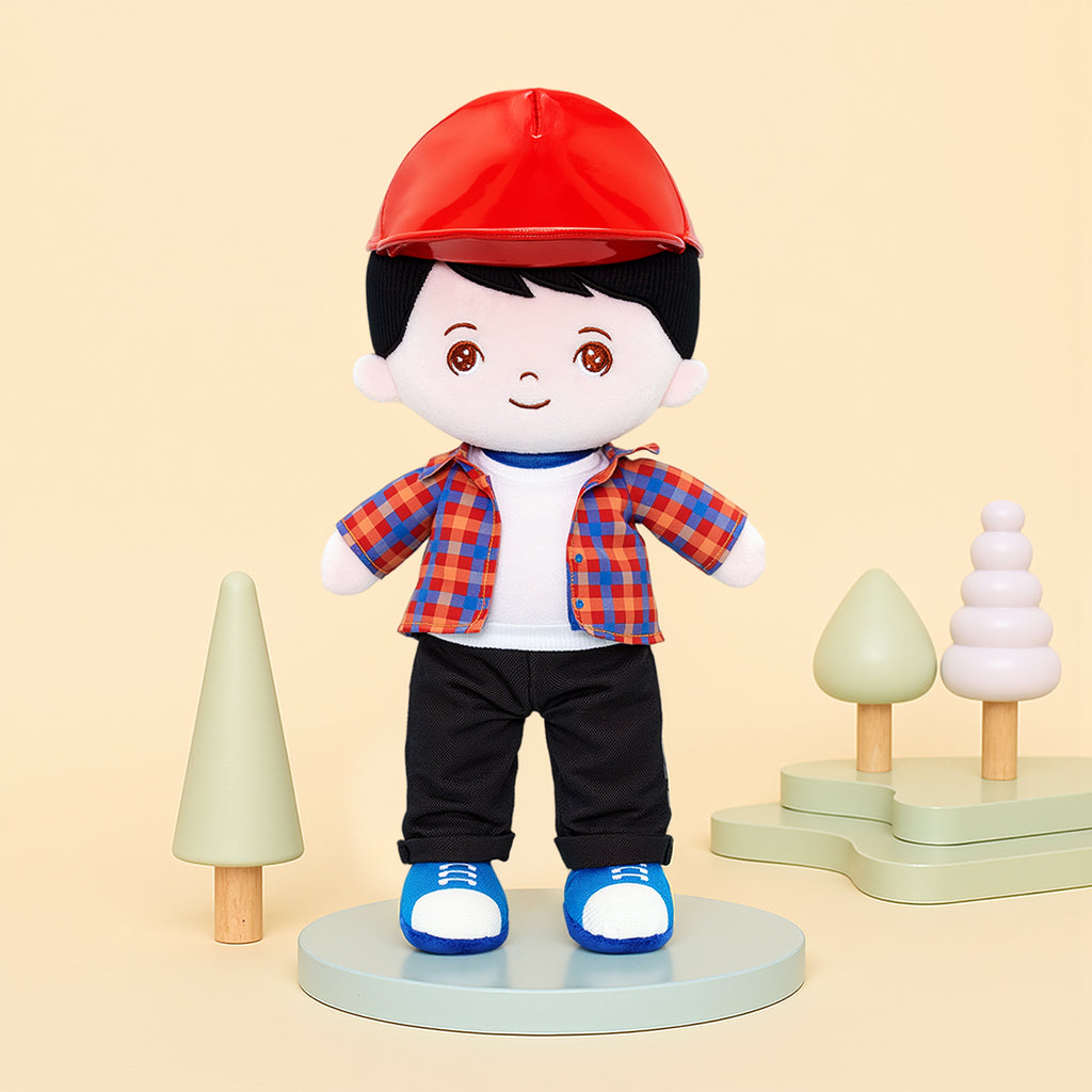 Personalized Plaid Jacket Plush Baby Boy Doll
