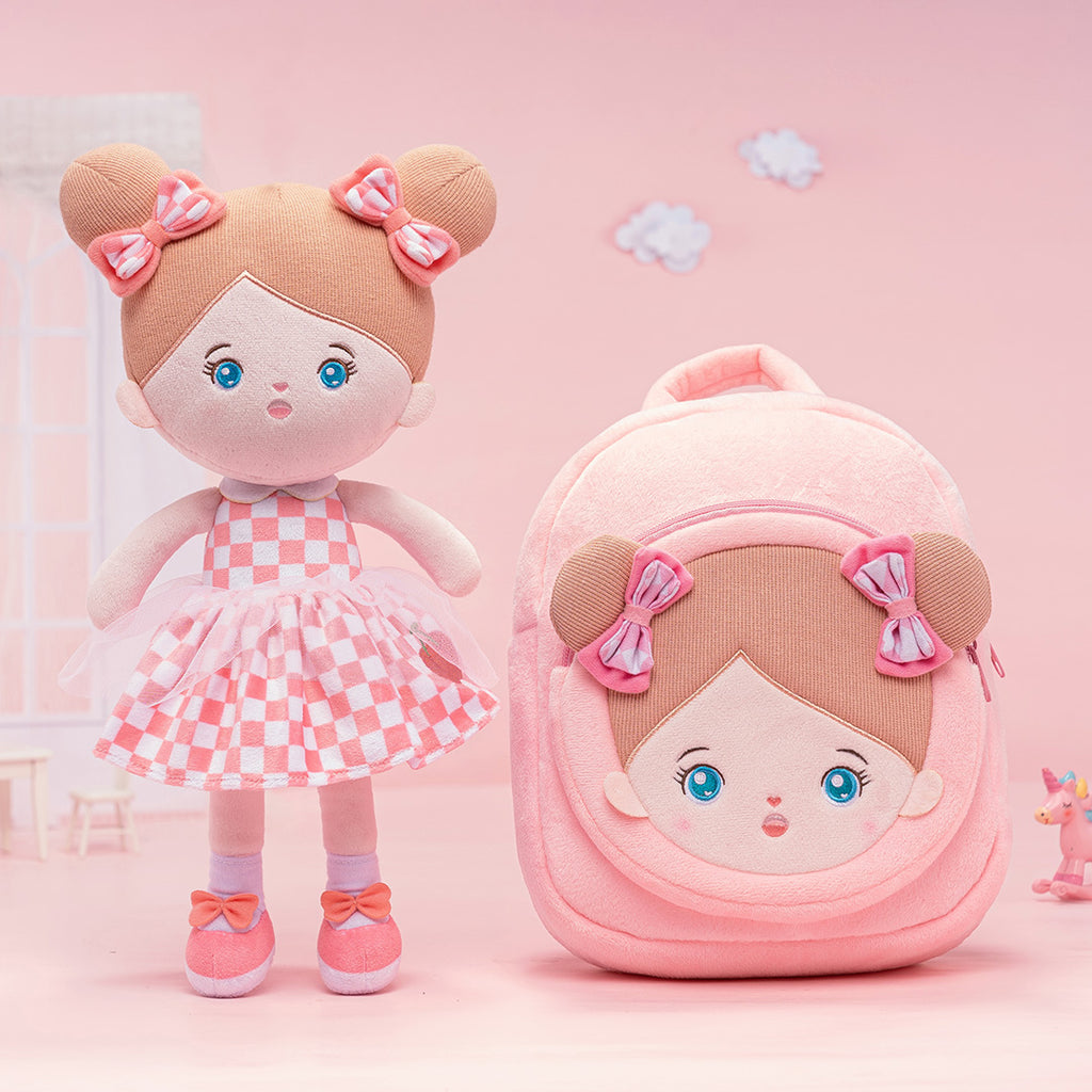 Personalized Blue Eyes Girl Doll + Backpack