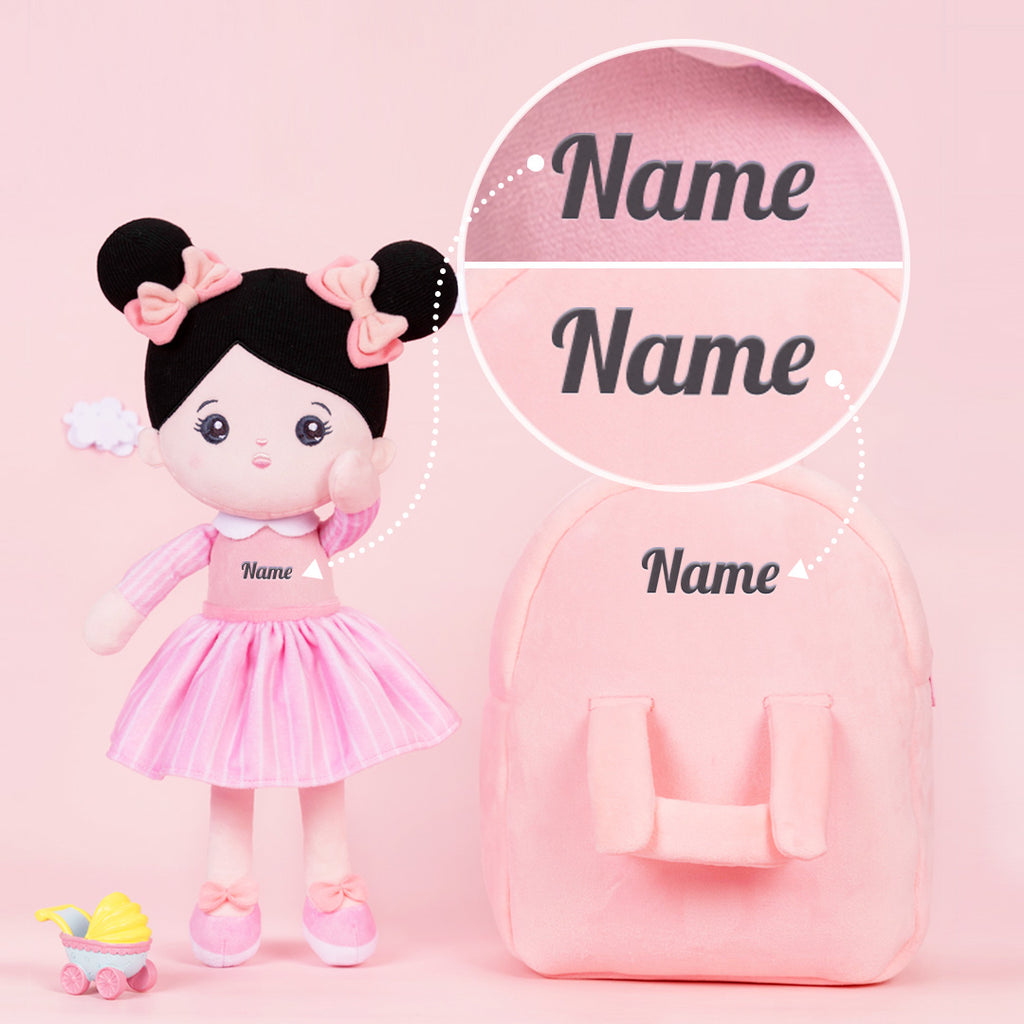 Personalized Pink Black Hair Baby Doll