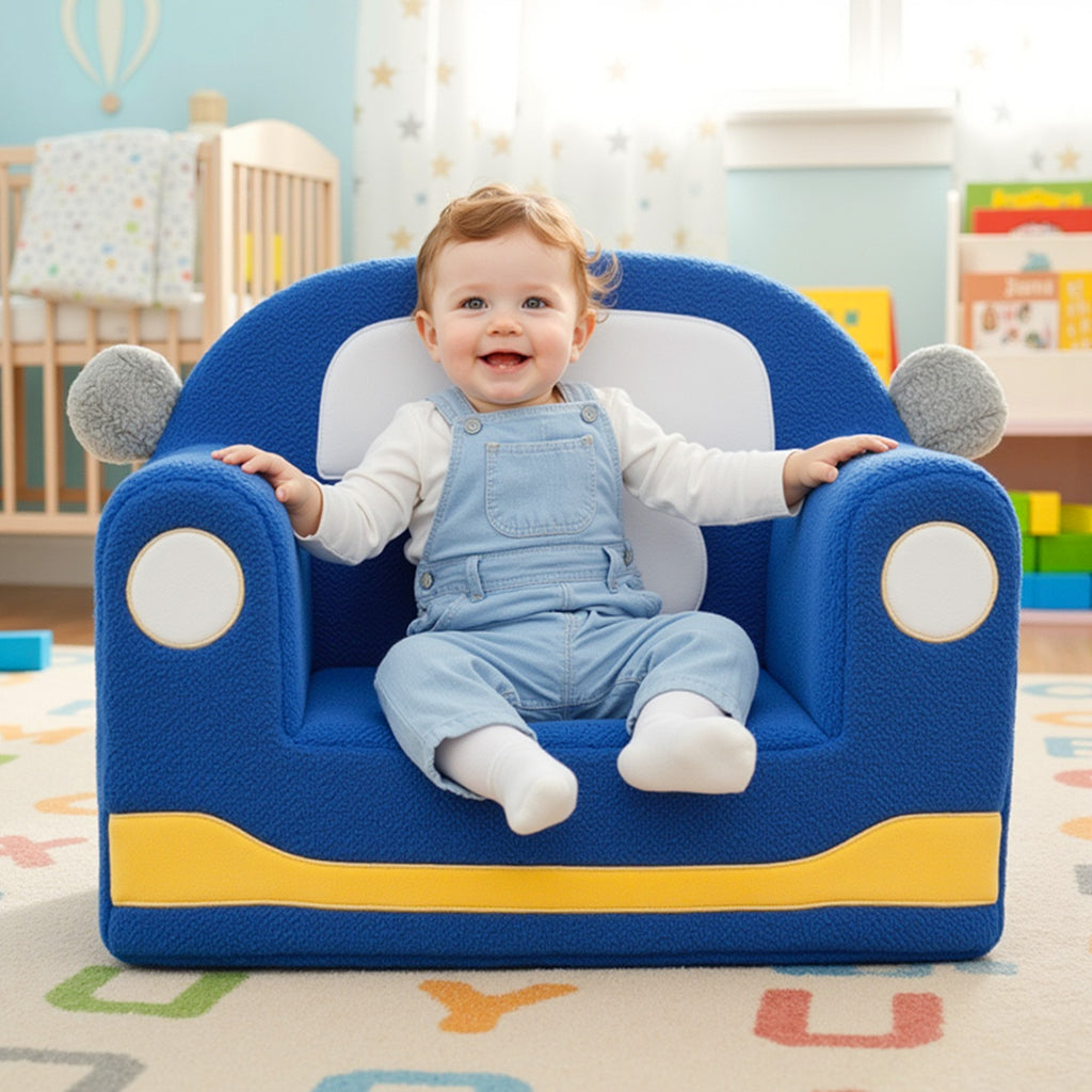 Kids Sofa Comfy Foam Filled Couch - Car Theme, U.S. Local Delivery