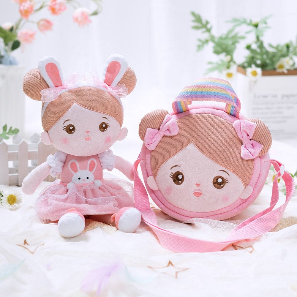 OUOZZZ Personalized Rabbit Girl and Shoulder Bag Gift Set Abby Bunny + Backpack