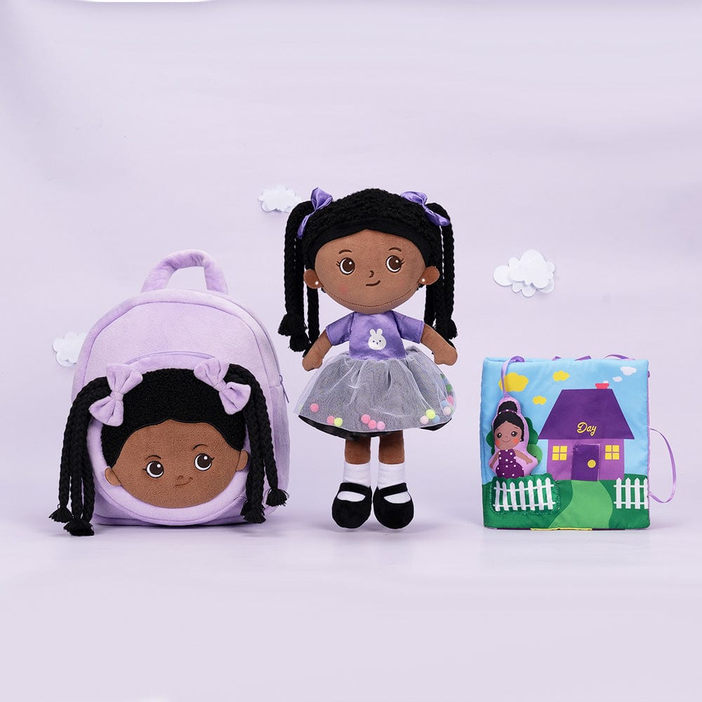 African American Mini Baby Girl Doll, Personalized Purple Deep Skin Tone  Plush Doll, Birthday Gift For Kids – Ouozzzshop