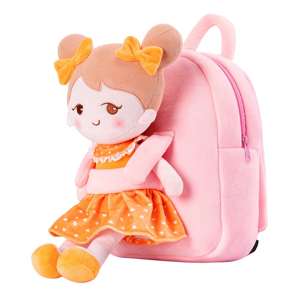 OUOZZZ Personalized Pink Plush Backpack Orange🧡