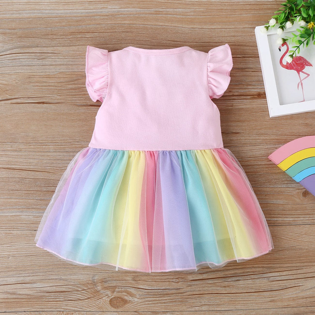 OUOZZZ Personalized Abby Pink Doll with Pink Baby Rainbow Dress