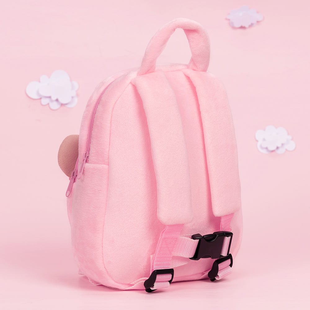 OUOZZZ Personalized Blue Eyes Pink Plush Baby Girl Backpack
