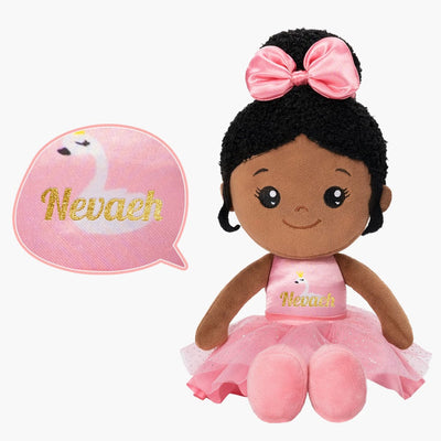 OUOZZZ Personalized Deep Skin Tone Plush Pink Ballet Doll Ballerina