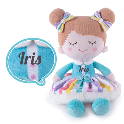 OUOZZZ Personalized Iris Rainbow Doll with Blue Baby Rainbow Dress