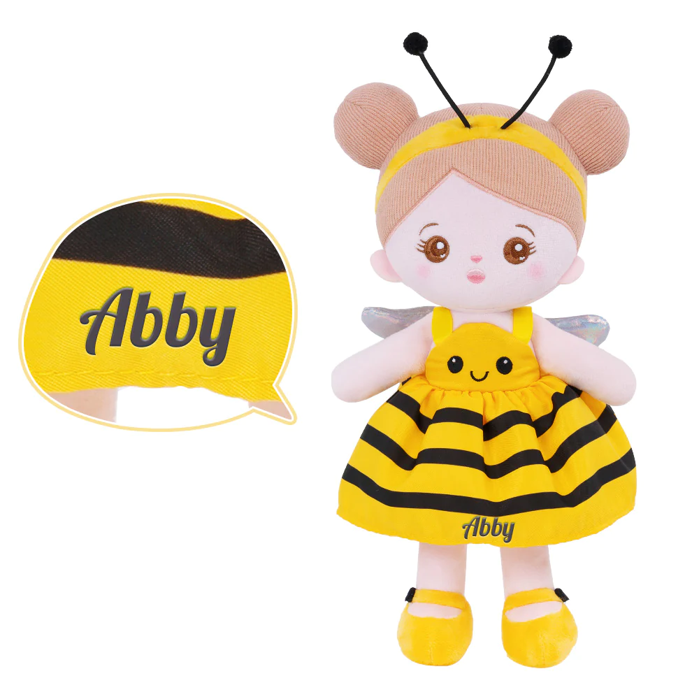 Personalized Yellow Bee Plush Baby Girl Doll + Bee Backpack