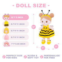 Indlæs billede til gallerivisning Personalized Yellow Bee Plush Baby Girl Doll
