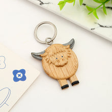 Carica l&#39;immagine nel visualizzatore di Gallery, 2 pcs Handmade Wooden Highland Cattle Keychain