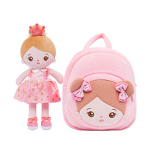 Afbeelding in Gallery-weergave laden, Personalized Pink Princess Plush Baby Girl Doll + Backpack
