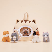 Laden Sie das Bild in den Galerie-Viewer, Personalized Cute Plush Cat House Toy Set with 5 Kittens