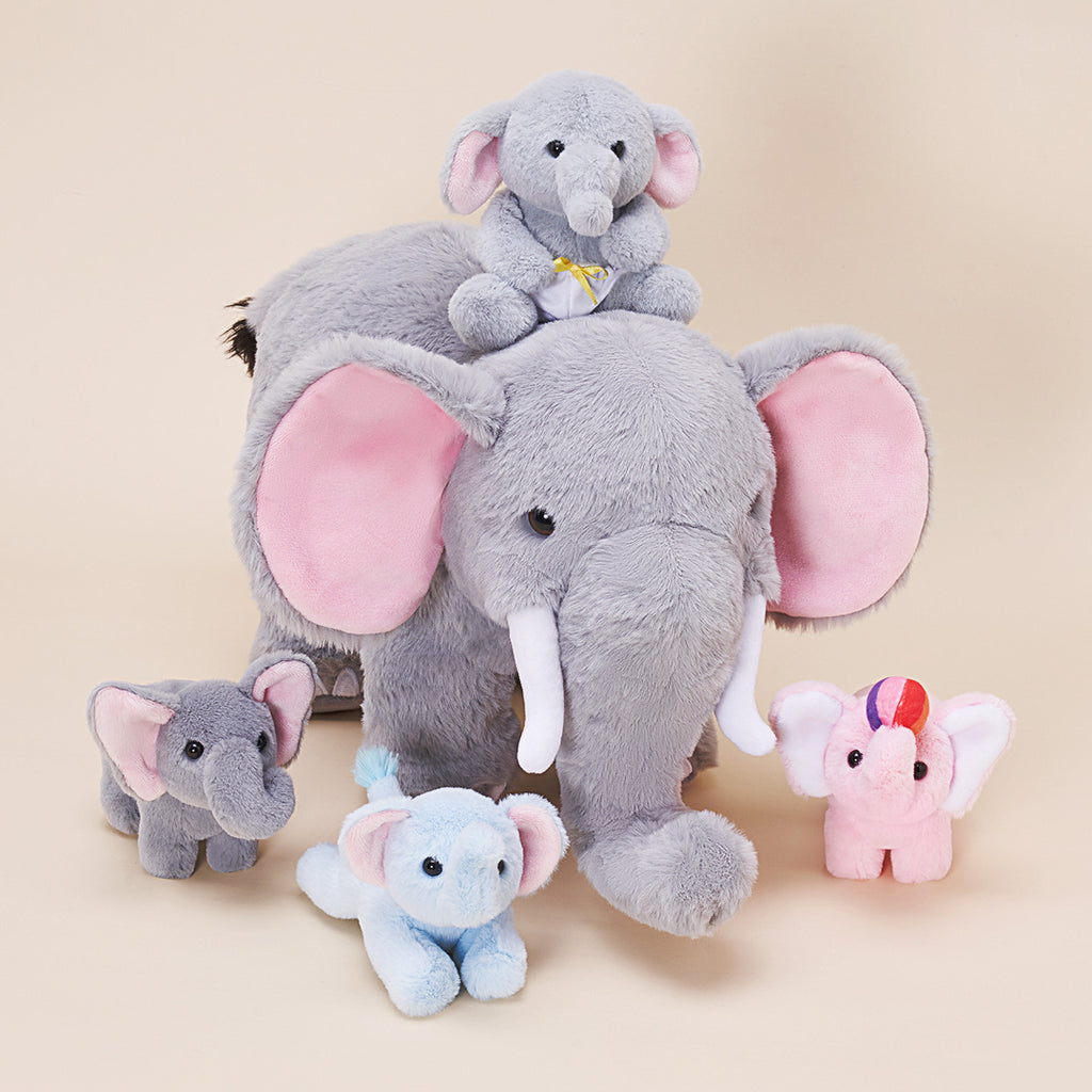 Elephant Mommy Stuffed Animal Plush Toy Set with 4 Babies