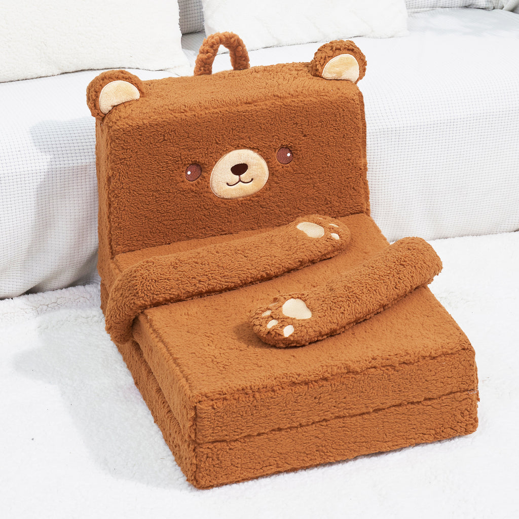 Foldable Polar Fleece Animal Bear Style Children Sofa