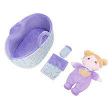 Laden Sie das Bild in den Galerie-Viewer, Personalized Purple Mini Plush Rag Baby Doll &amp; Gift Set