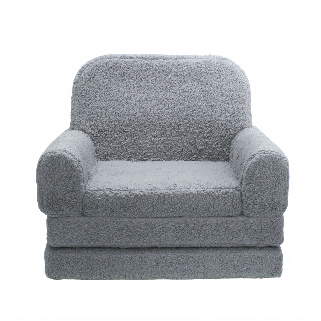 Grey Cashmere Tri-fold Couch Sofa for Kids