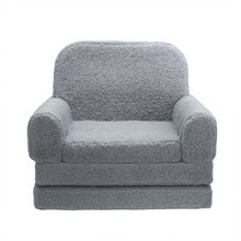 Load image into Gallery viewer, Grey Cashmere Tri-fold Couch Sofa for Kids