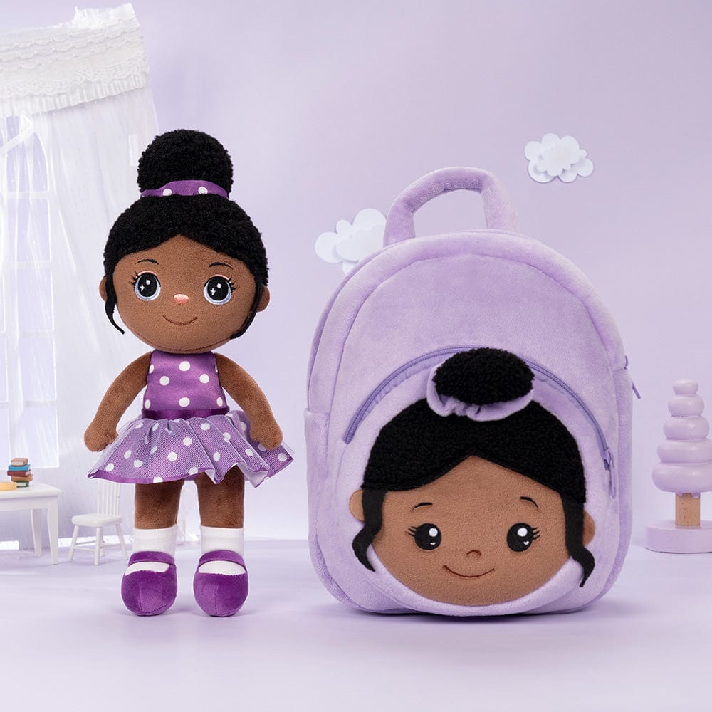 Personalized Deep Skin Tone Plush Doll Purple Nevaeh