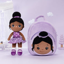 Indlæs billede til gallerivisning Personalized Deep Skin Tone Plush Doll Purple Nevaeh