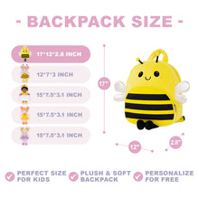 Cargar imagen en el visor de la galería, Personalized Yellow Bee Plush Baby Girl Doll + Bee Backpack