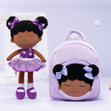 Muñeca y Mochila Moradas Personalizadas en Tono de Piel Intenso