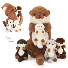 Cargar imagen en el visor de la galería, Otter Plush Stuffed Animal with 4 Babies