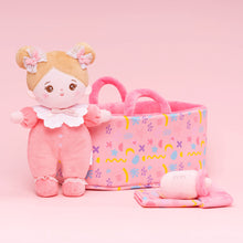 Carica l&#39;immagine nel visualizzatore di Gallery, Personalized Pink Mini Plush Rag Baby Doll &amp; Gift Set