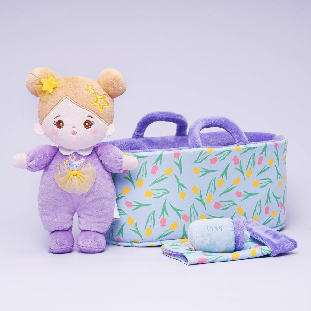 Personalized Purple Mini Plush Rag Baby Doll & Gift Set
