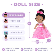 Cargar imagen en el visor de la galería, Personalized Deep Skin Tone Plush Princess Pink Doll + Backpack