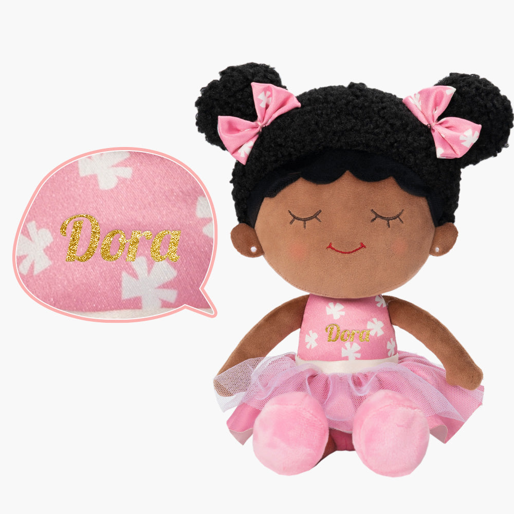 Personalized Pink Deep Skin Tone Plush Dora Doll + Backpack