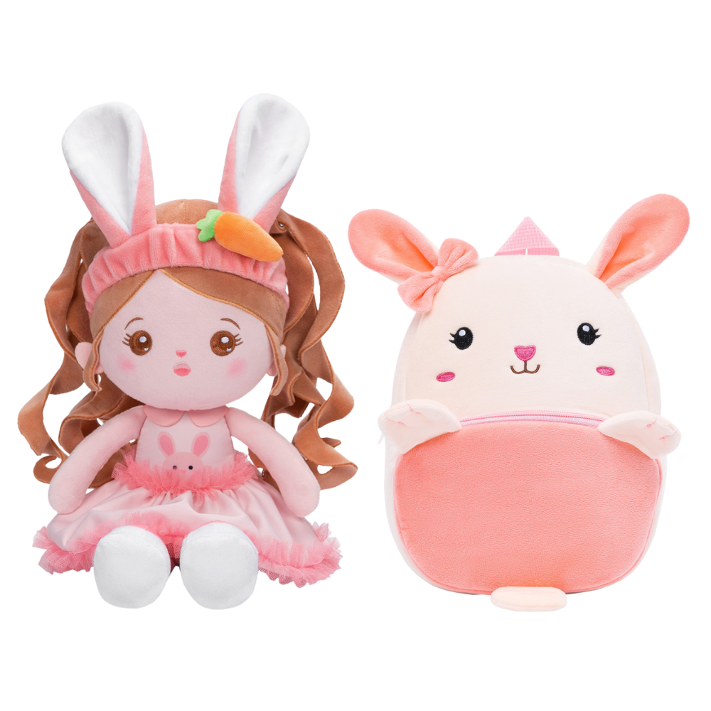 Ouozzz - Juego de regalo de primavera para niños con muñeco de peluche de conejito de Pascua personalizado