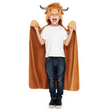 Charger l&#39;image dans la galerie, Scottish Highland Cow Cattle Wearable Hooded Blanket for Kid