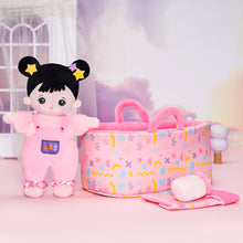 Carica l&#39;immagine nel visualizzatore di Gallery, Personalized Black Hair Mini Plush Rag Baby Doll &amp; Gift Set