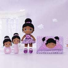 Indlæs billede til gallerivisning Personalized Deep Skin Tone Plush Doll Purple Nevaeh