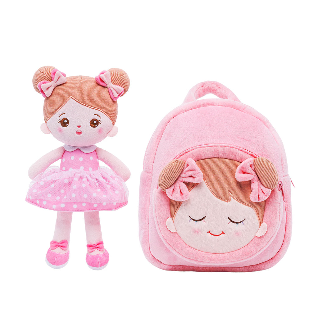 Bambola e zaino rosa dolci personalizzati