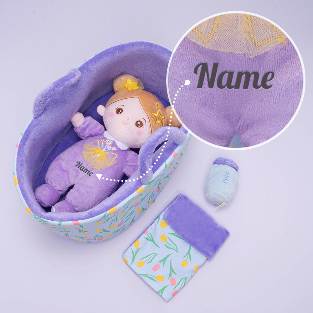Personalized Purple Mini Plush Rag Baby Doll & Gift Set