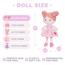 Indlæs billede til gallerivisning Personalized Pink Plaid Skirt Blue Eyes Girl Plush Doll