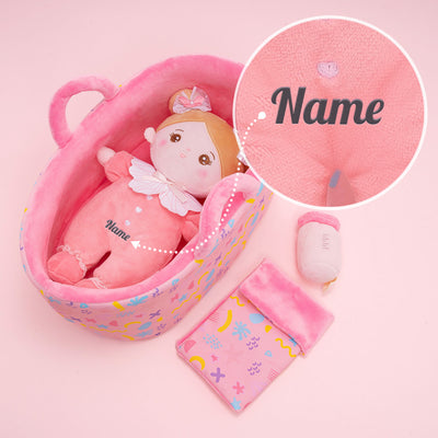 Personalized Pink Mini Plush Rag Baby Doll & Gift Set