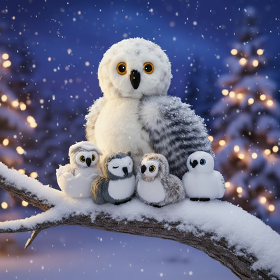 Owl Plush Stuffed Animal with 4 Babies