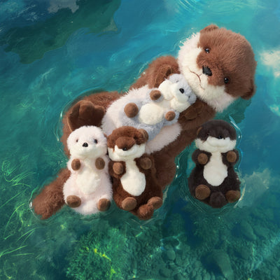 Otter Plush Stuffed Animal with 4 Babies